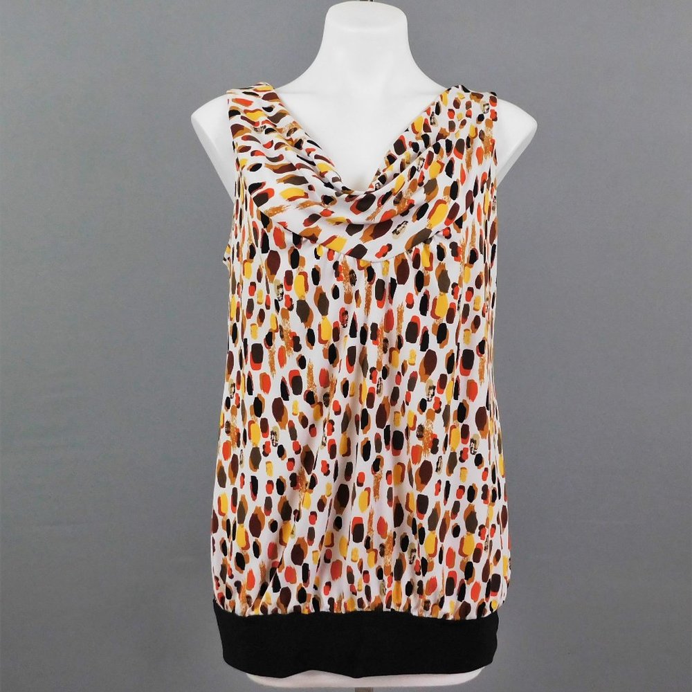 New Directions Women Shirt Brown White L